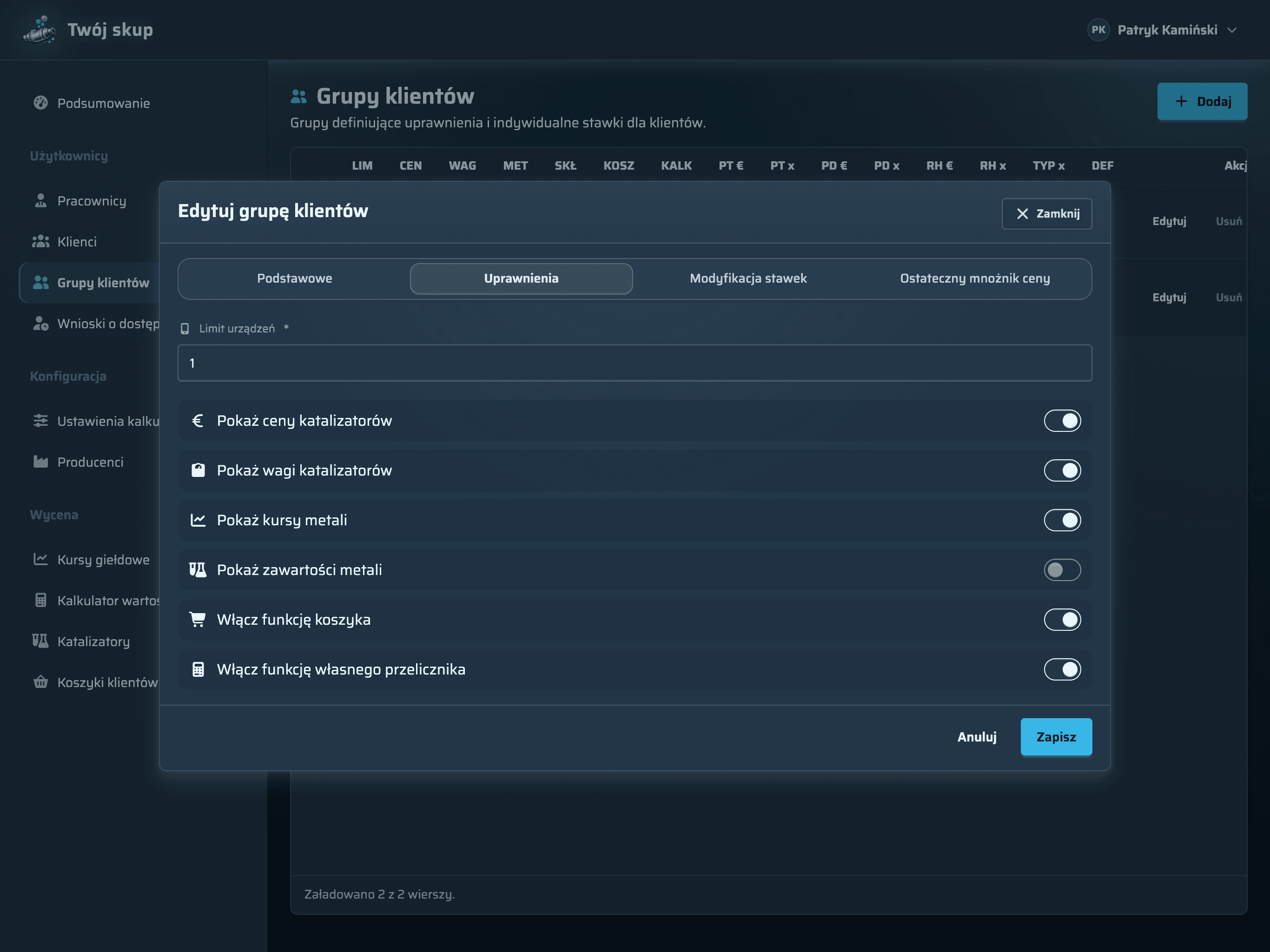 Customer groups and price visibility